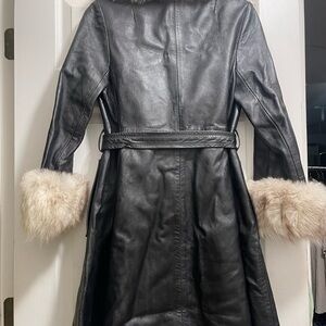Vintage Leather and Arctic Fox Fur Trench